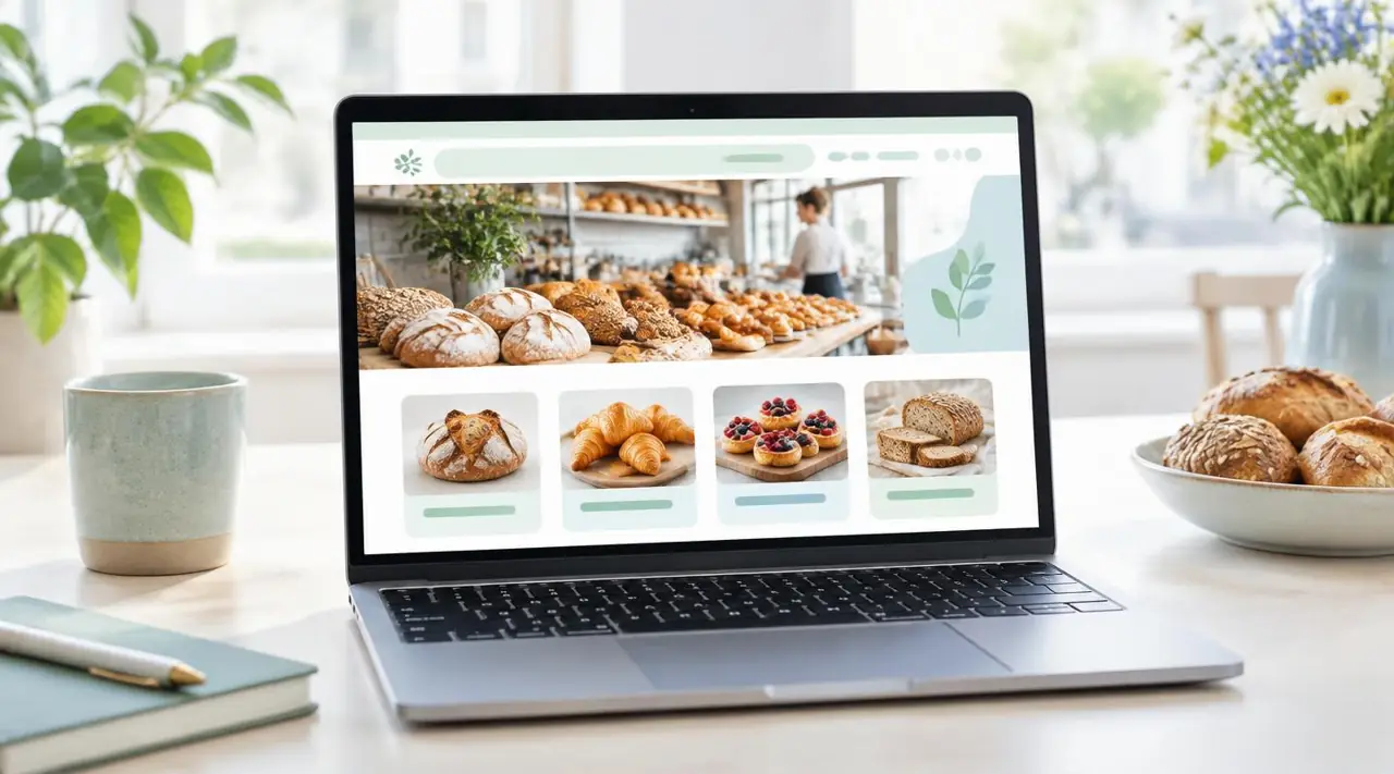Voorbeeld van een moderne website voor een lokale ondernemer, op laptop en telefoon
